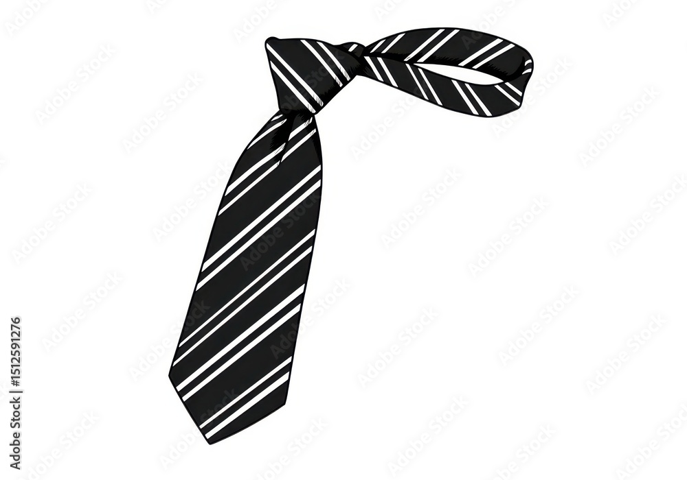 Striped tie illustration for fashion accessory and style guide Striped tie illustration for fashion accessory and style guide