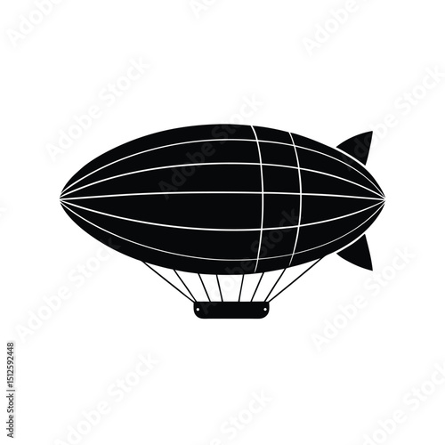 Vintage Helium Airship Blimp silhouette vector art illustration