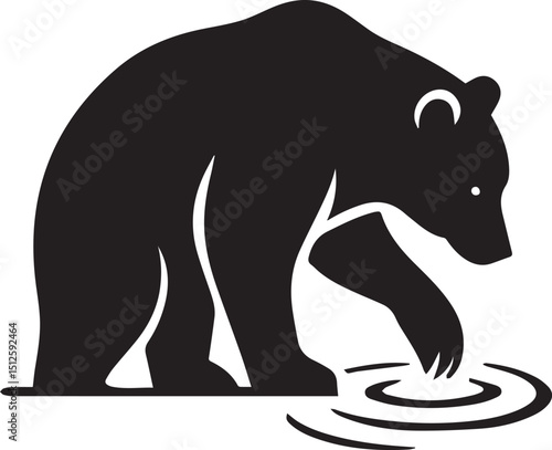 Black bear silhouette cartoon vector illustration of a wild grizzly mammal
