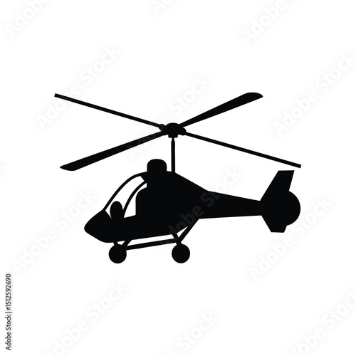 Lightweight Rotorcraft Autogyro Aircraft silhouette vector art illustration