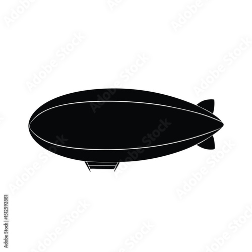 Vintage Helium Blimp Airship silhouette vector art illustration