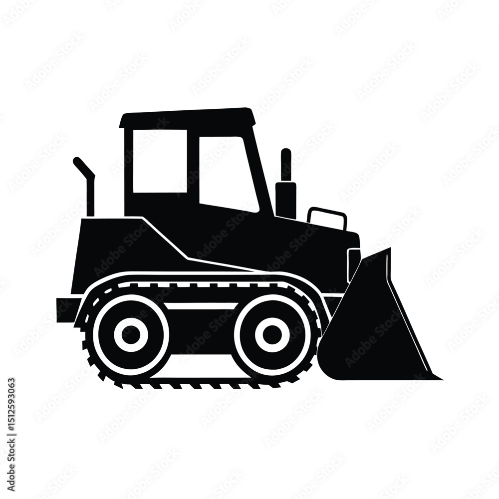 Naklejka premium Heavy Construction Bulldozer Machine silhouette vector art illustration