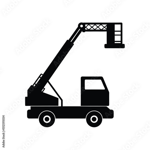 Construction Boom Lift Aerial Platform silhouette vector art illustration