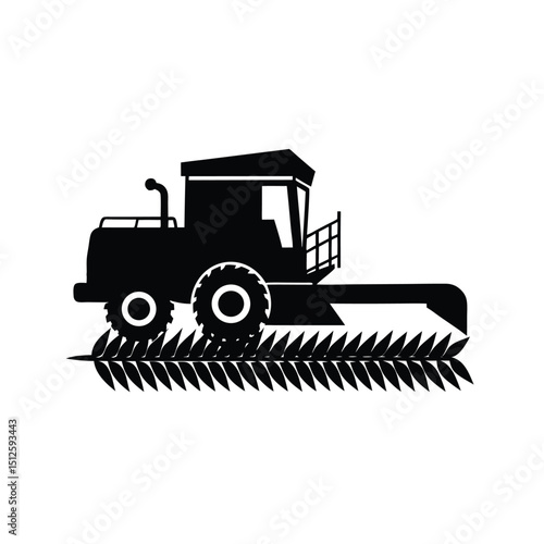 Agricultural Combine Harvester silhouette vector art illustration