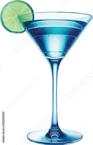 blue cocktail with lime