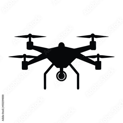Quadcopter Drone Flying Device silhouette vector art illustration