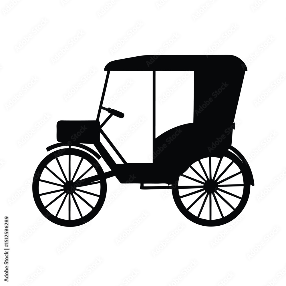 Fototapeta premium Traditional Rickshaw Pulling Cart silhouette vector art illustration