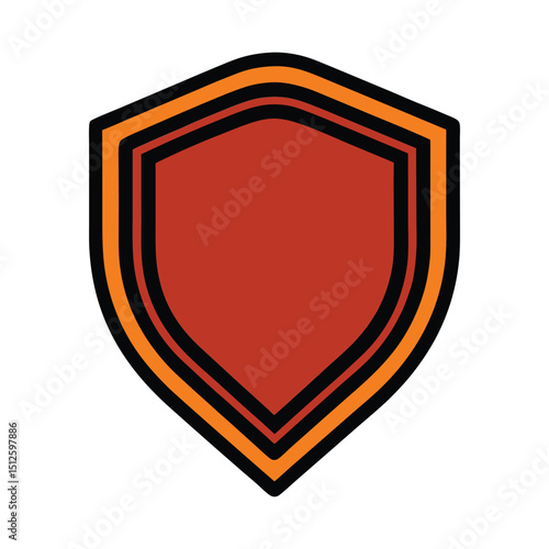 Stylized orange shield badge with black border perfect for emblems and branding Free Download Stylized orange shield badge with black border perfect for emblems and branding - GFXLoad