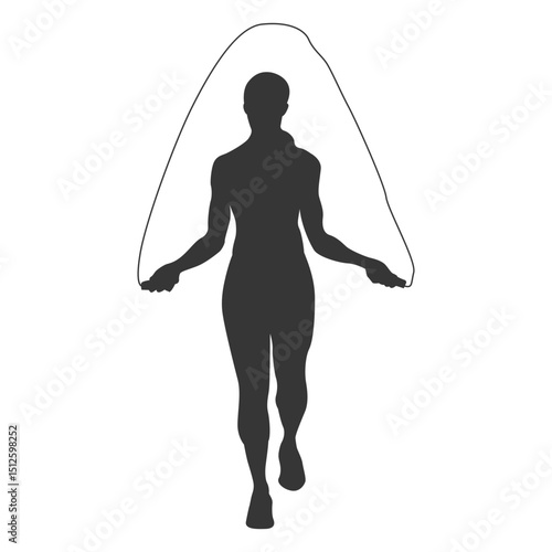 Female rope jumping silhouette