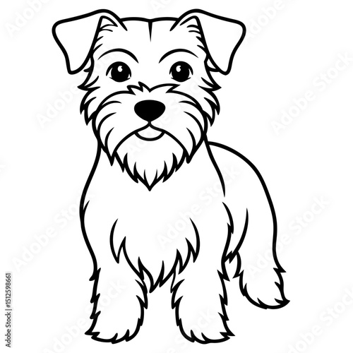 Minimal Border Terrier Vector on White