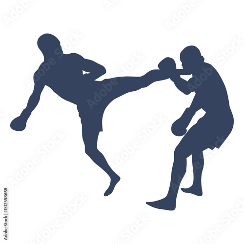Boxing kickboxing fight silhouette