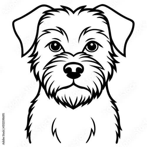 Minimal Border Terrier Vector on White