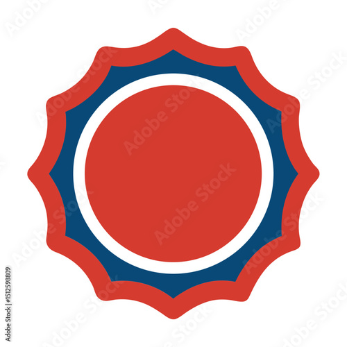 Decorative red and blue badge icon emblem with white ring border