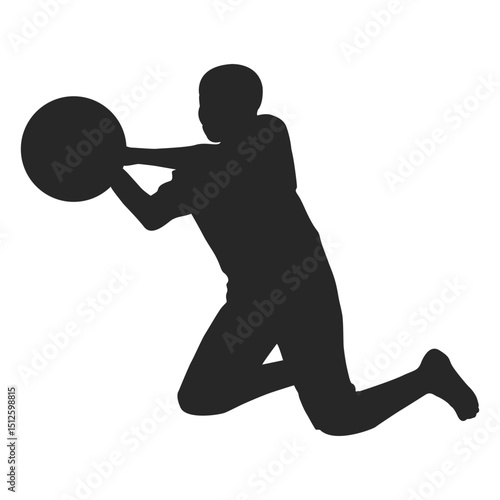 Boy catching ball silhouette
