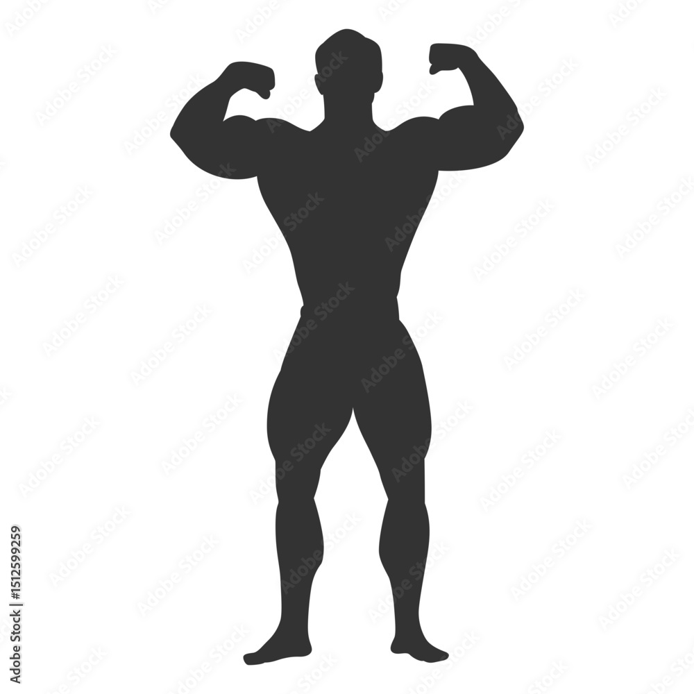 Naklejka premium Bodybuilder double biceps pose silhouette