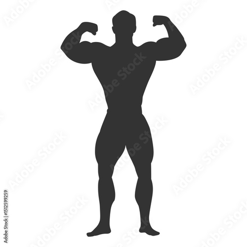 Bodybuilder double biceps pose silhouette