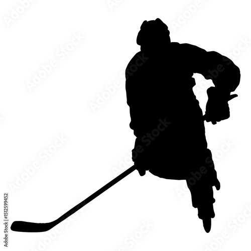 Hockey player stickhandling silhouette