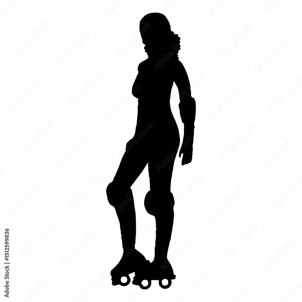 Roller skater posing silhouette Roller skater posing silhouette