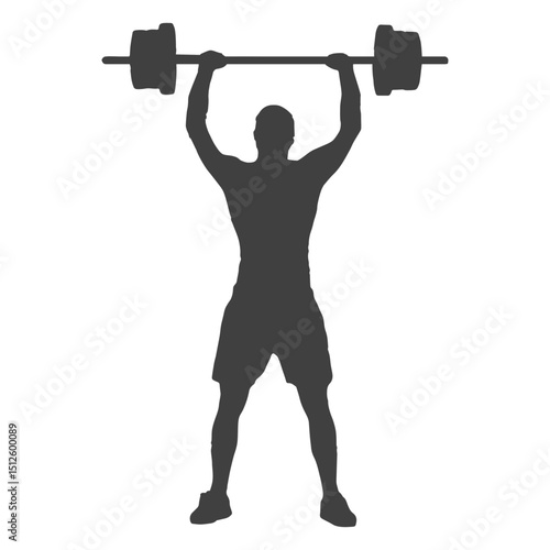 Man barbell overhead press silhouette