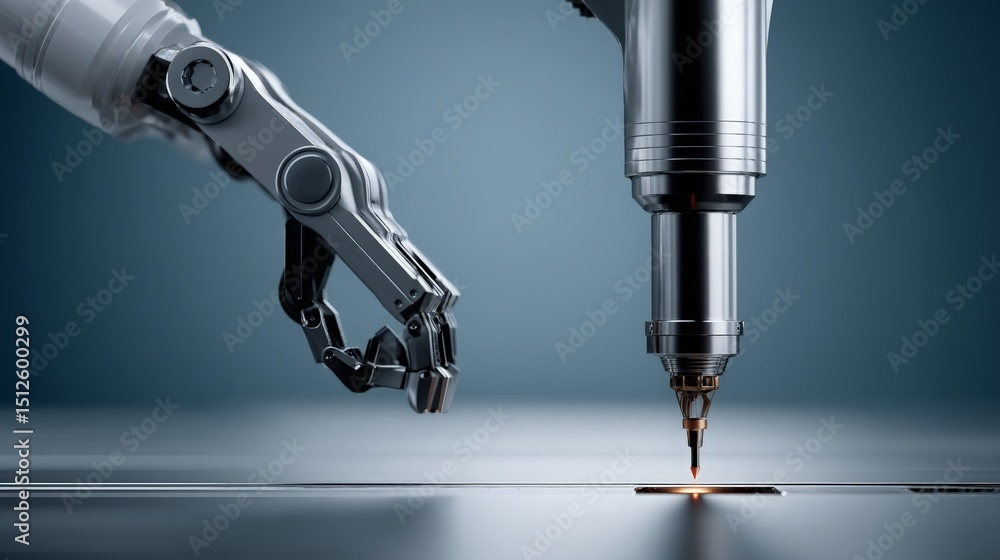 Fototapeta premium Robotic Arm and Tool on Flat Surface