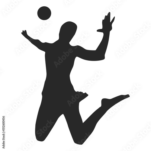 Spiking volleyball player silhouette