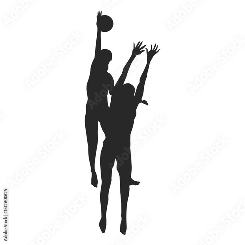 Volleyball players in action silhouette