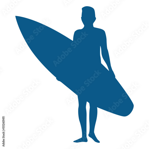 Standing up male surfer silhouette