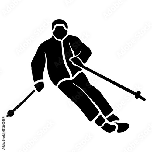 Ski outfit sportsman detailed silhouette