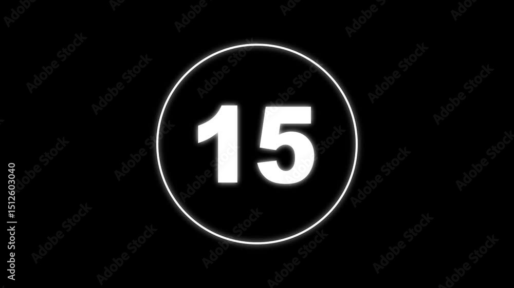 Glowing Circle countdown timer one minute animation from 20 to 0 second animation on black background with alpha channel, 20 second countdown timer, 4k video animated Glowing Circle countdown timer one minute animation from 20 to 0 second animation on black background with alpha channel, 20 second countdown timer, 4k video animated