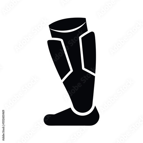 Protective Shin Guard Black Vector Silhouette