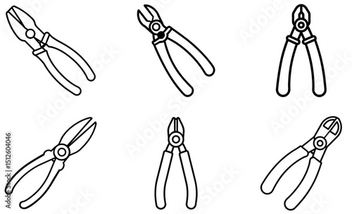 Vector Illustration of Different Types of Pliers