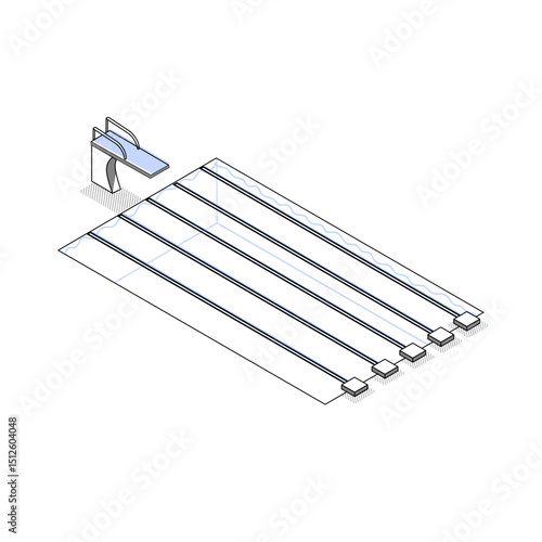 Swimming pool tracks isometric