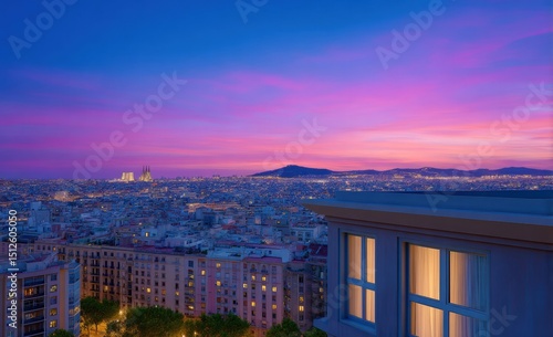 City buildings at sunset