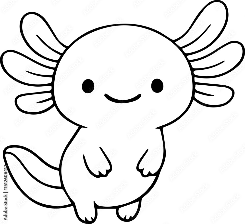 Fototapeta premium Smiling cute cartoon pink axolotl