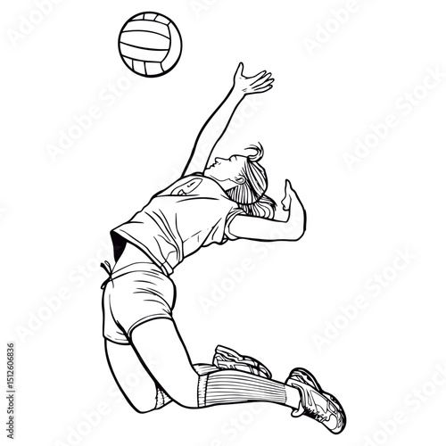 Volleyball player female spiking stroke