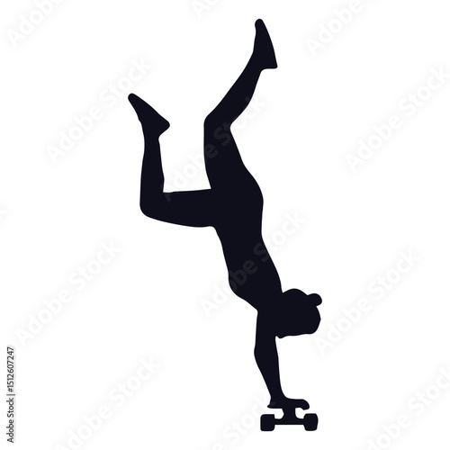 Silhouette woman skater tricks