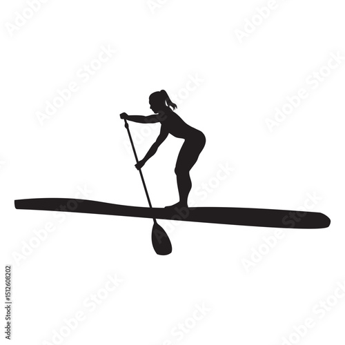 Bending stand up paddleboarding silhouette