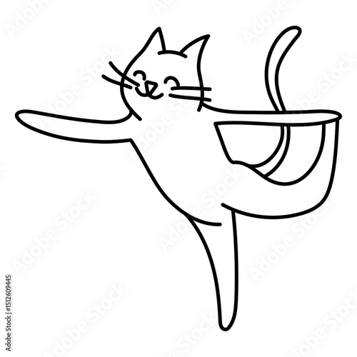 Meditation yoga cat character stroke