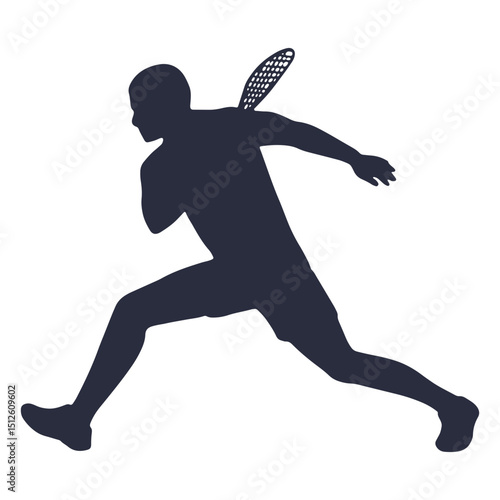 Male tennis player running silhouette