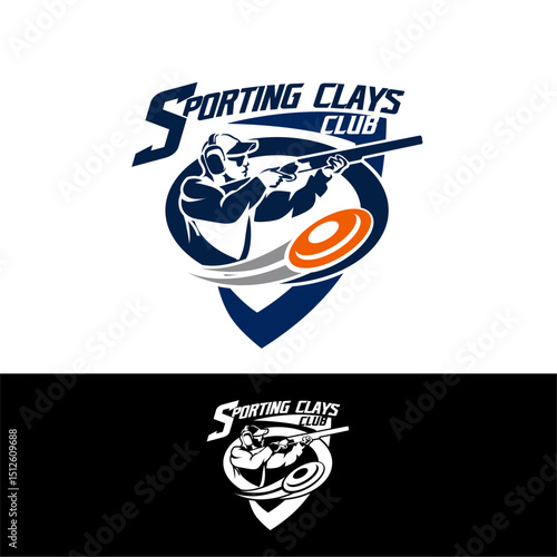 Sporting Clays Target and Shotgun Gun Club Logo Template