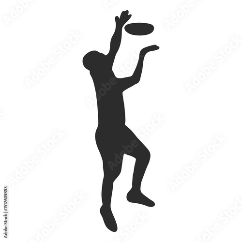 Man jumping catching frisbee silhouette
