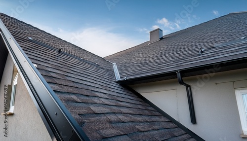 detailed view of a roof made of glass reinforced polyester featuring dark soffits fascias and gutters