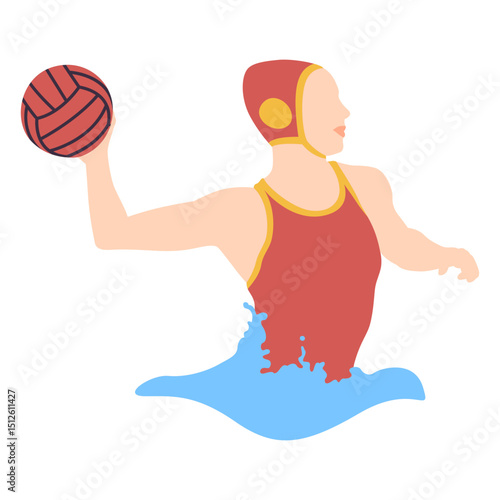 Waterpolo player girl throwing ball