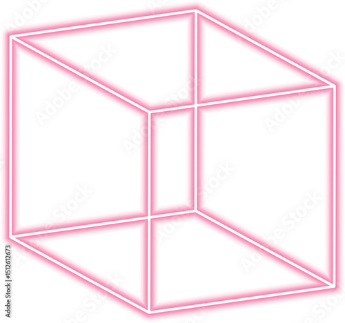 Angled neon outline shows a solid bar structure with prominent edge contours in a slanted geometric design.