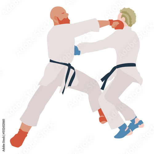 Karate fight pose people