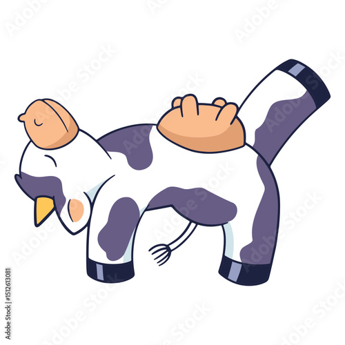 Yoga cow raising their leg color stroke