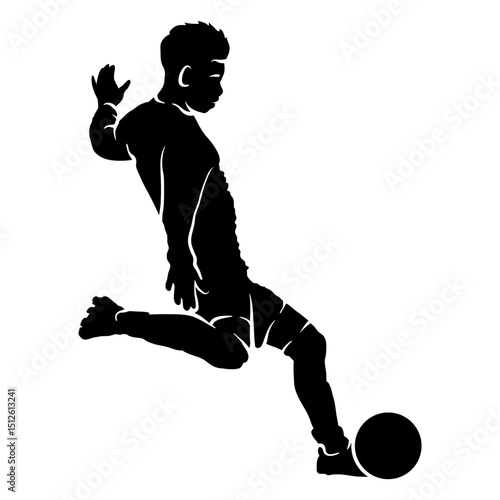 Kid soccer football silhouette