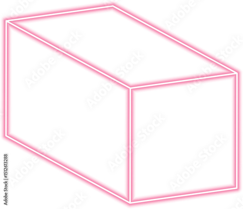 Rectangular block in extended length is outlined in neon lines and structured with defined depth.