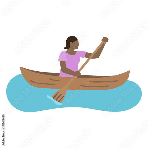 Woman in canoe side view