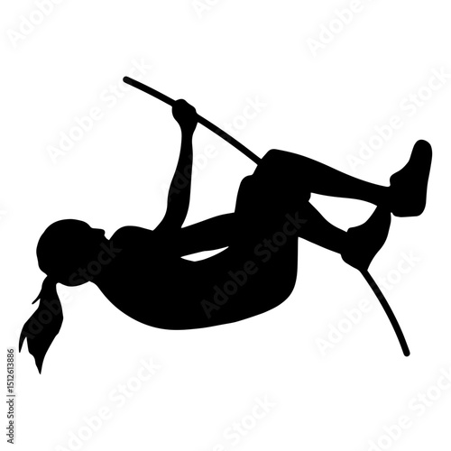Women pole vault silhouette
